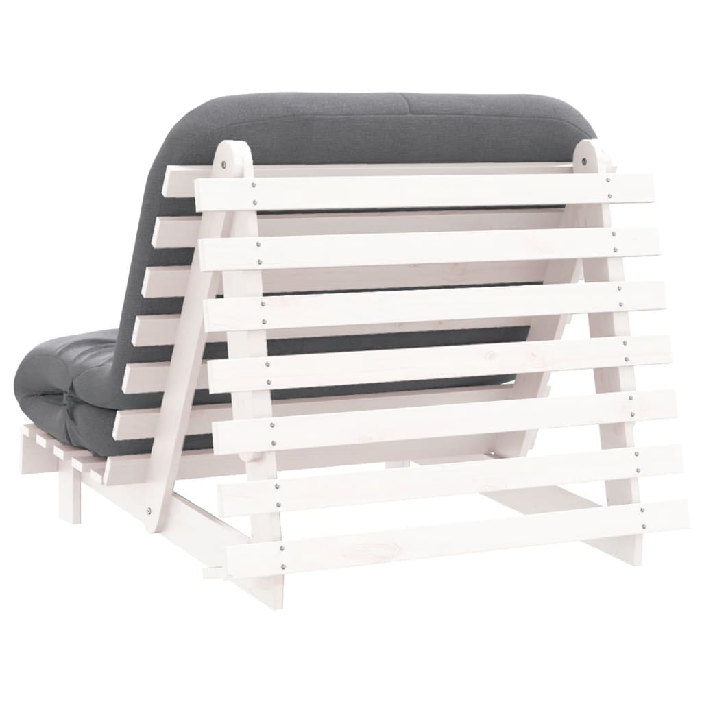 Futon Sofa Bed with Mattress White 100x206x11 cm Solid Wood Pine