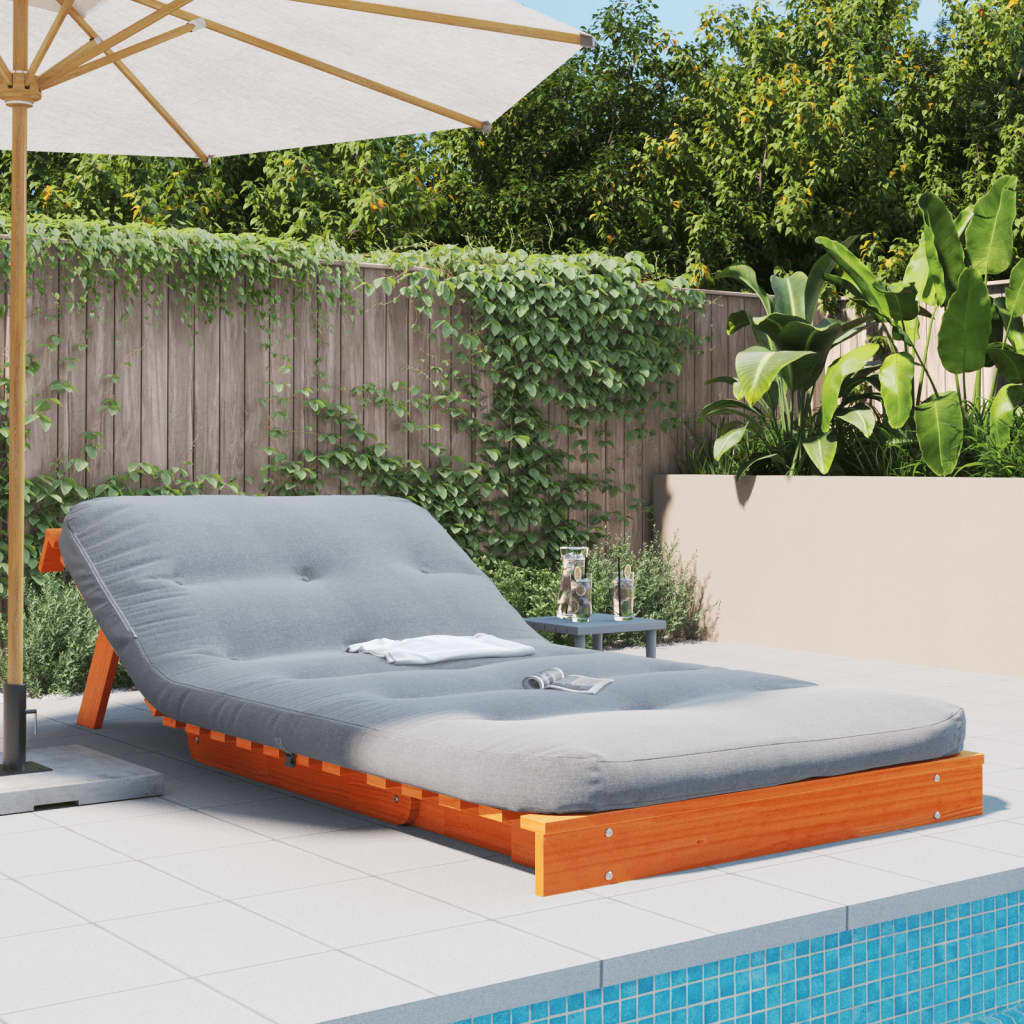 Futon Sofa Bed with Mattress Wax Brown 100x206x11 cm Solid Wood Pine