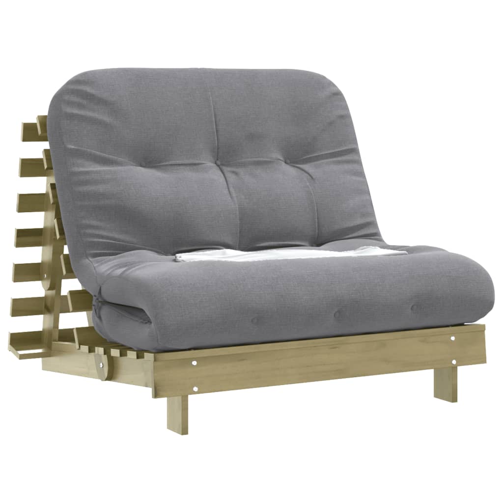 Futon Sofa Bed with Mattress 100x206x11 cm Impregnated Wood Pine