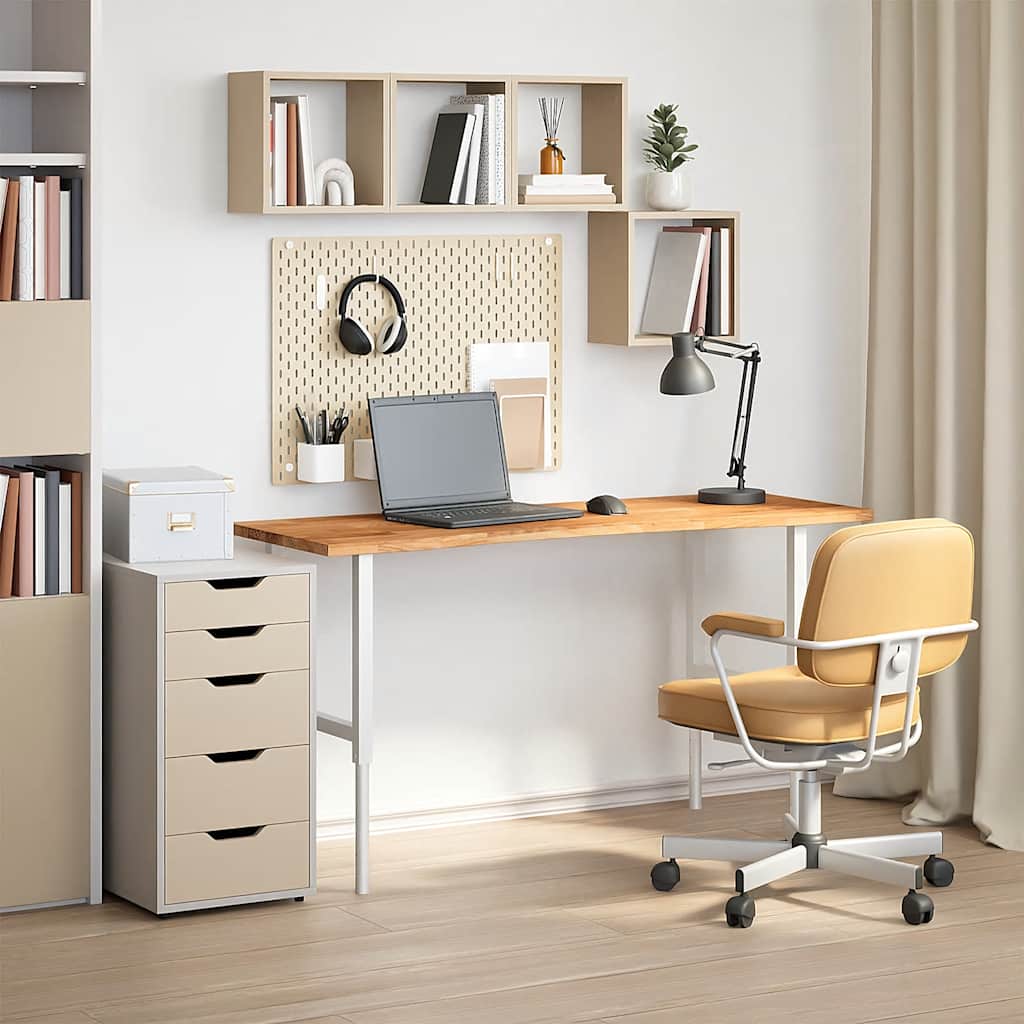 Desk Top Light Brown 140x60x2.5 cm Solid Wood Oak Rectangular