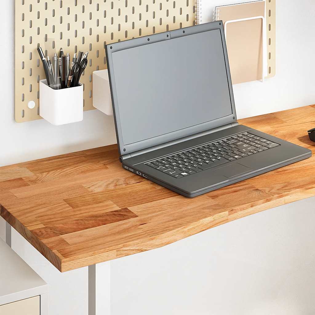 Desk Top Light Brown 140x60x2.5 cm Solid Wood Oak Rectangular