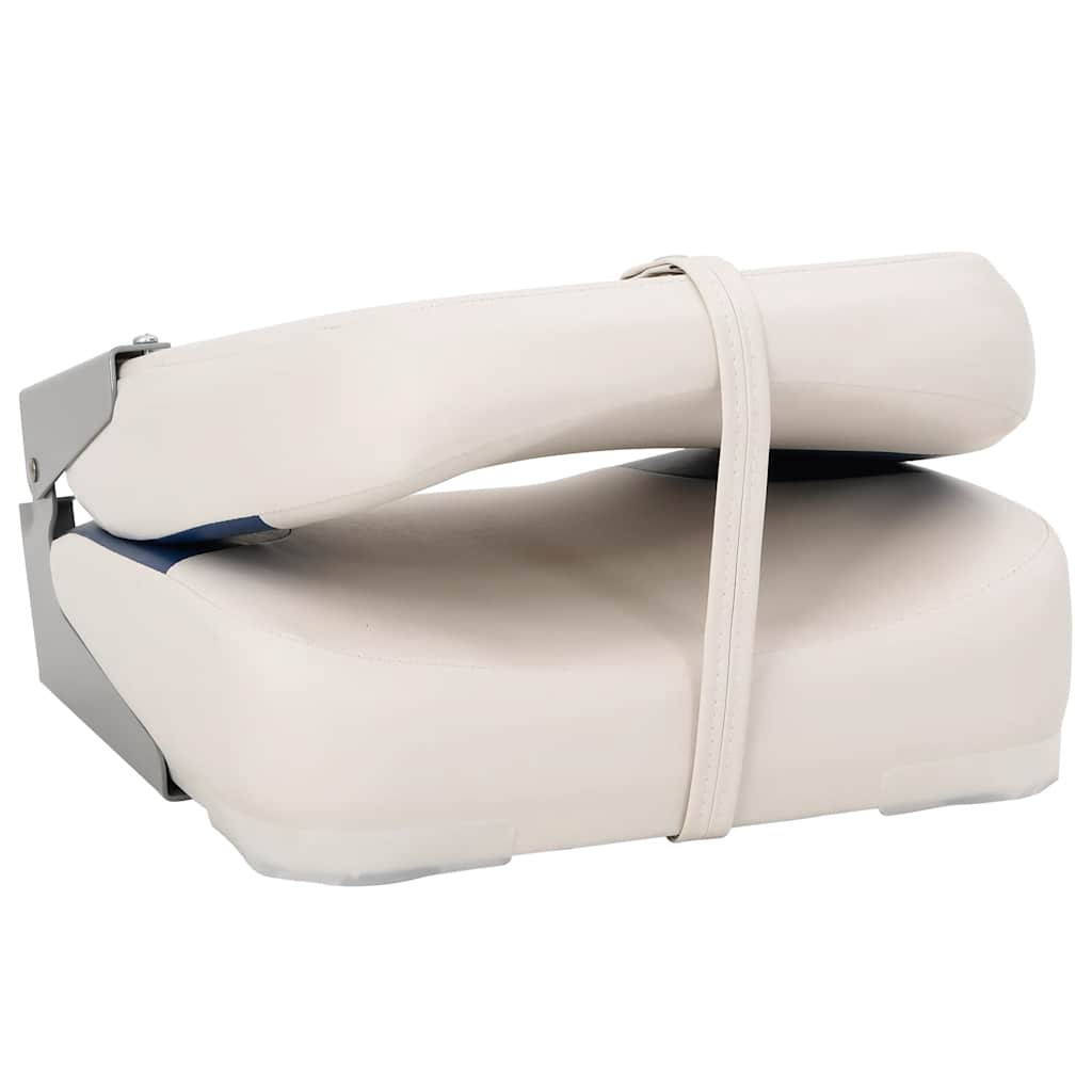 Foldable Boat Seat 2 Set Blue and White 41x36x48 cm