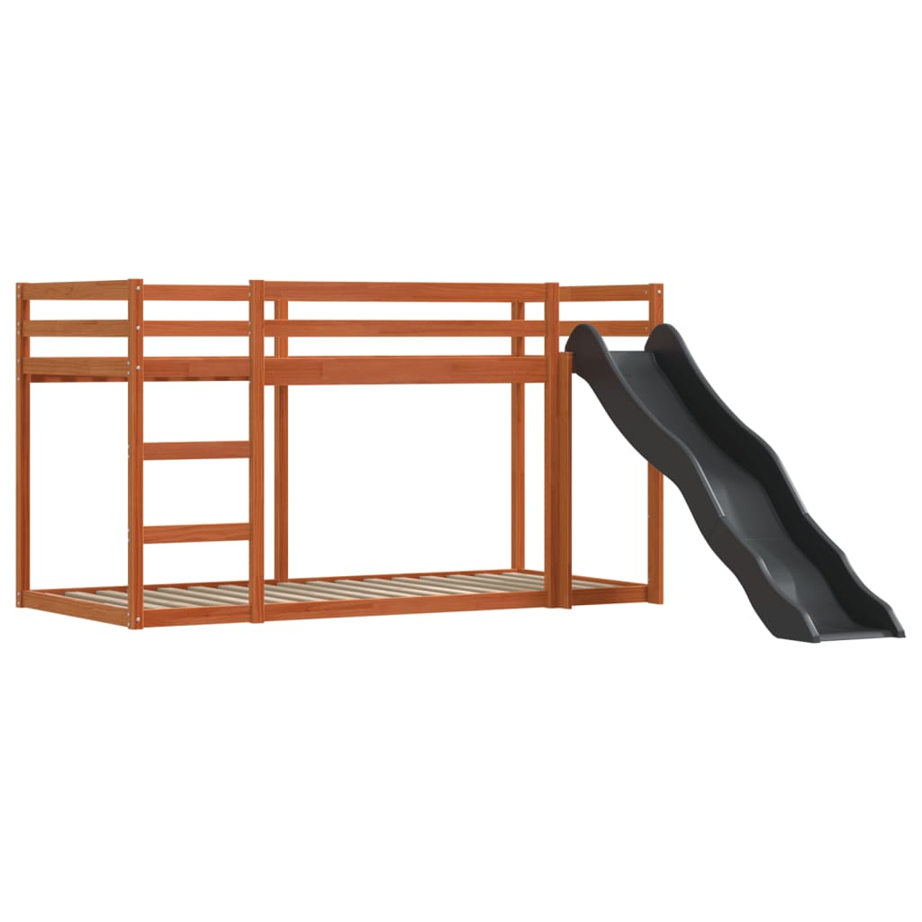 Bunk Bed without Mattress with Slide and Curtains Pink 90x200 cm