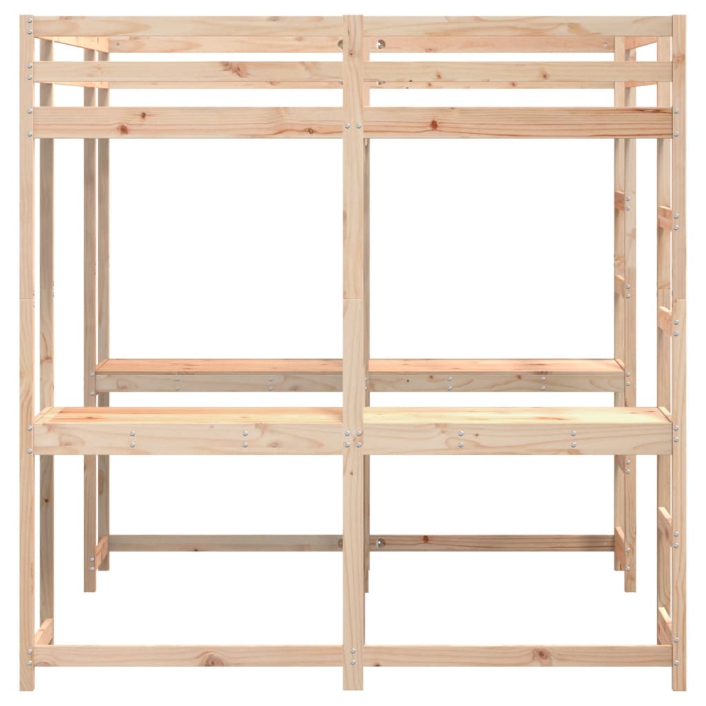 Loft Bed with Desk and Ladder 140x200 cm Solid Wood Pine