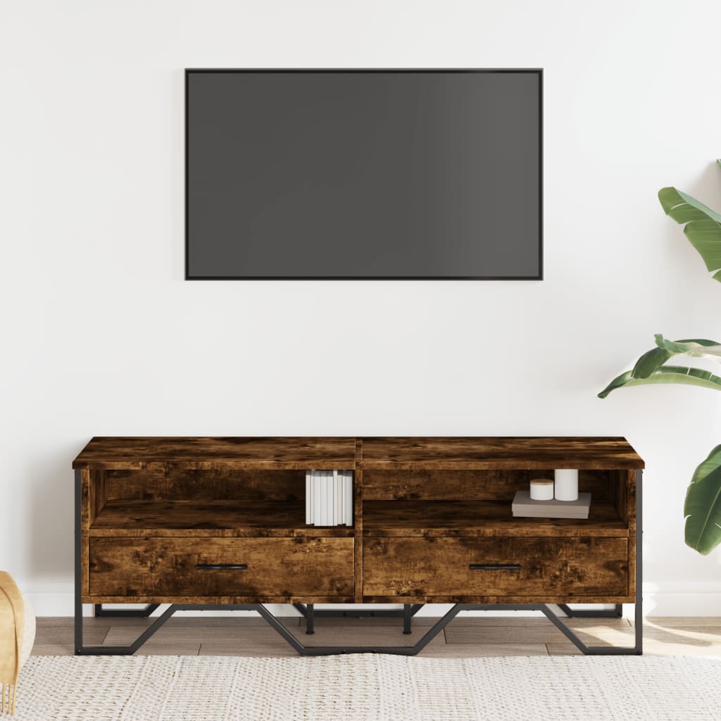 TV Cabinet Smoked Oak 122x34x41 cm Engineered Wood