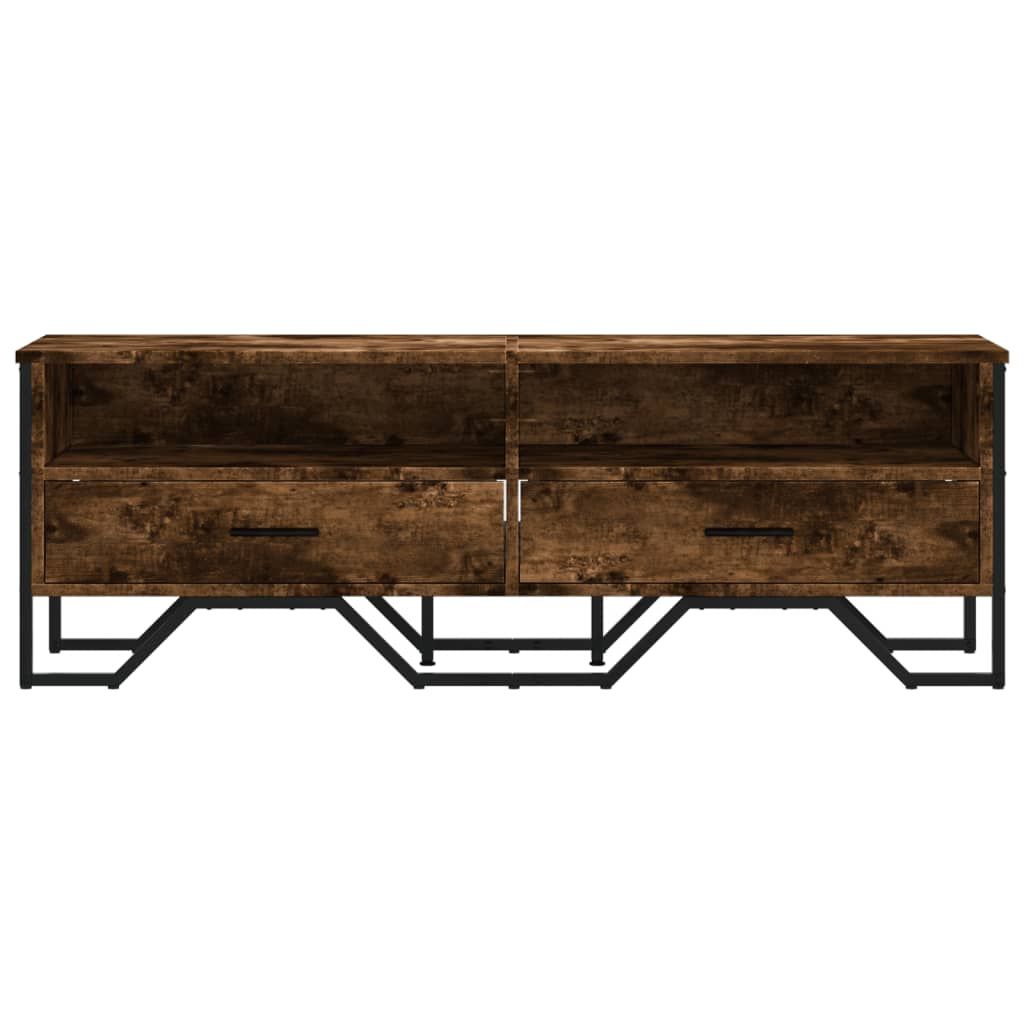 TV Cabinet Smoked Oak 122x34x41 cm Engineered Wood