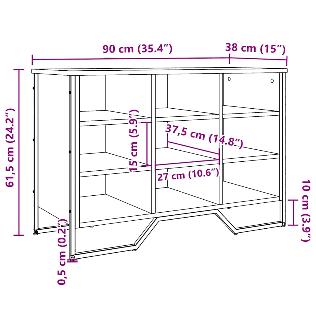 Shoe Cabinet Grey Sonoma 90x38x61.5 cm Engineered Wood