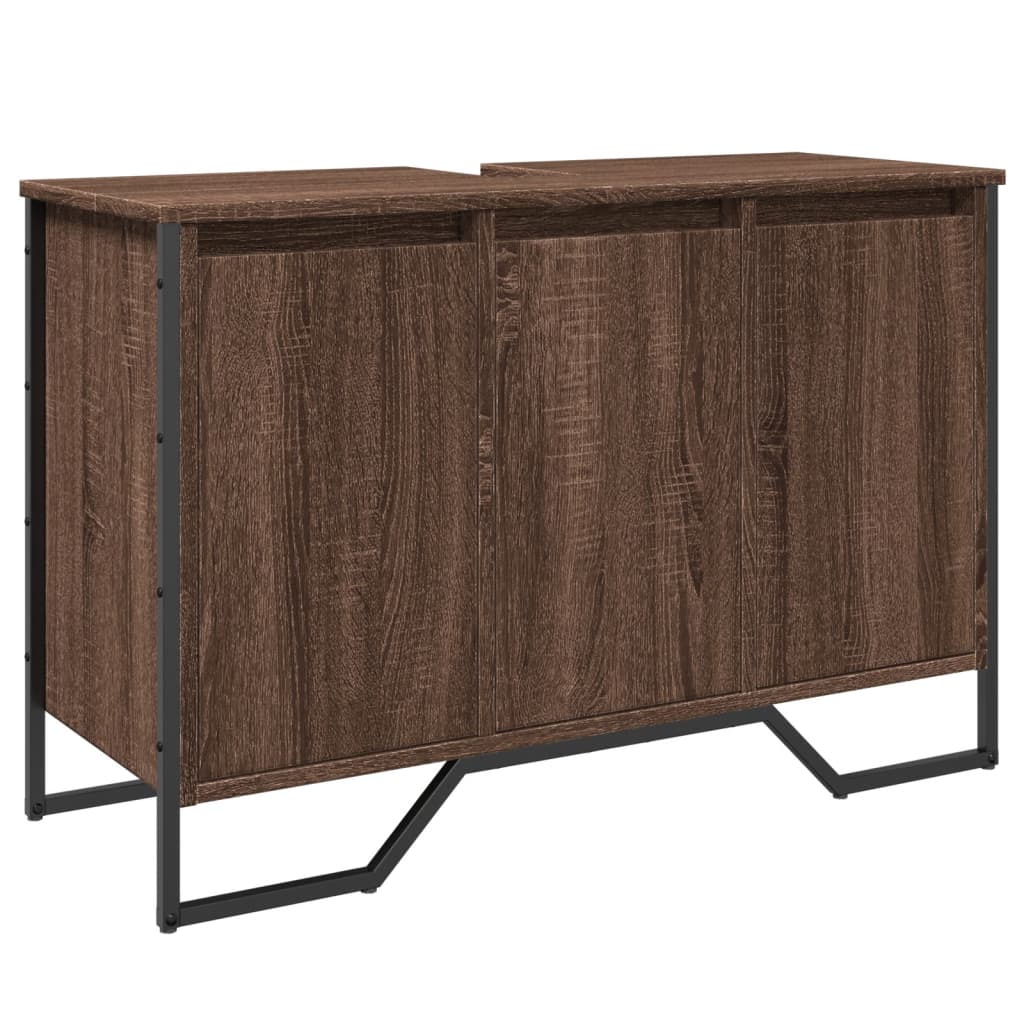 Bathroom Sink Cabinet Brown Oak 91x35x60 cm Engineered Wood