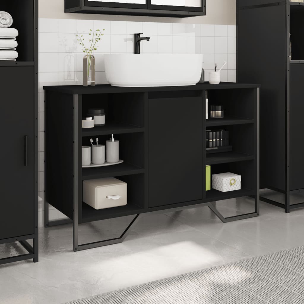 Bathroom Sink Cabinet Black 91x35x60 cm Engineered Wood
