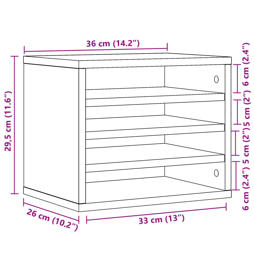 Desk Organiser Grey Sonoma 36x26x29.5 cm Engineered wood