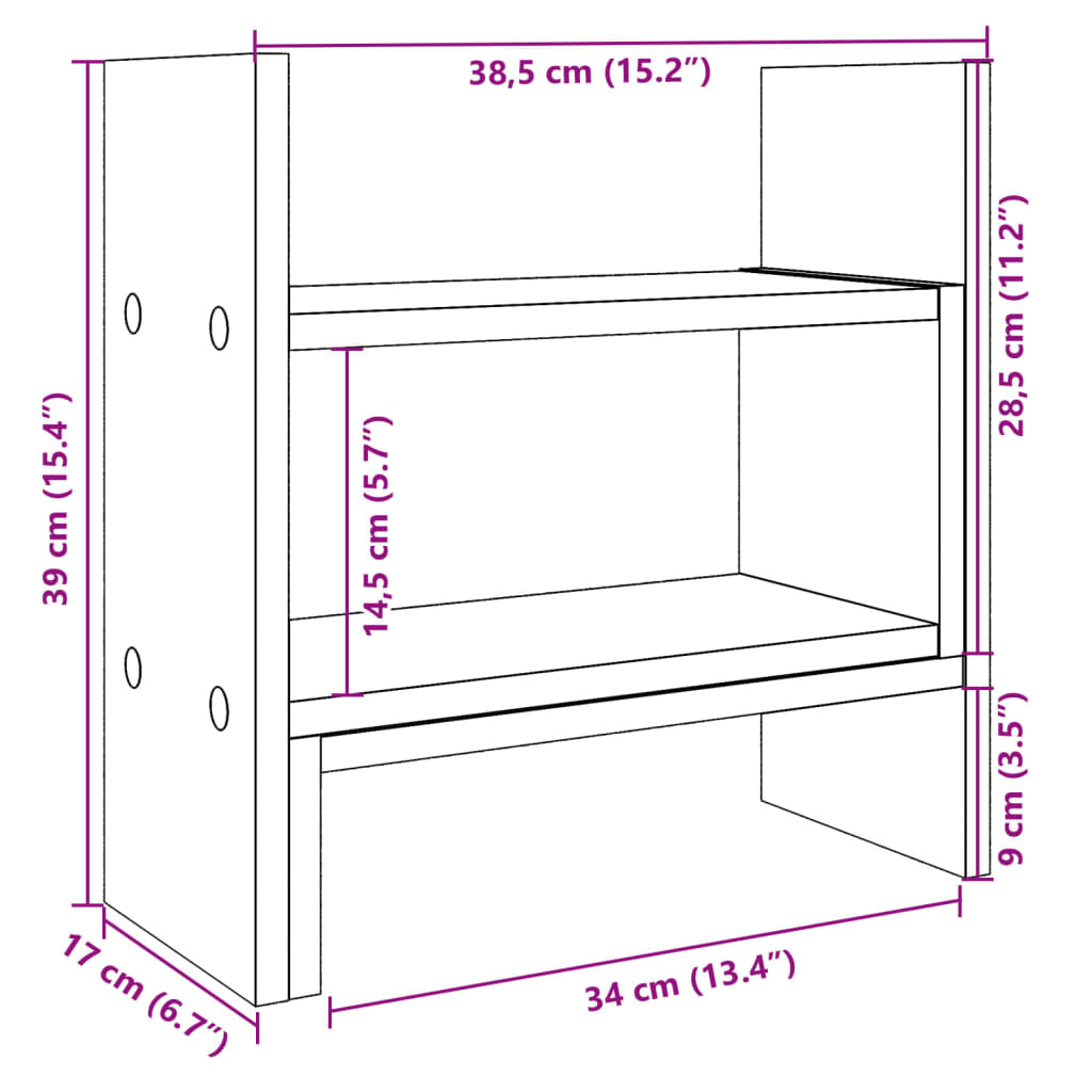 Desk Organiser Grey Sonoma 38.5x17x39 cm Engineered wood