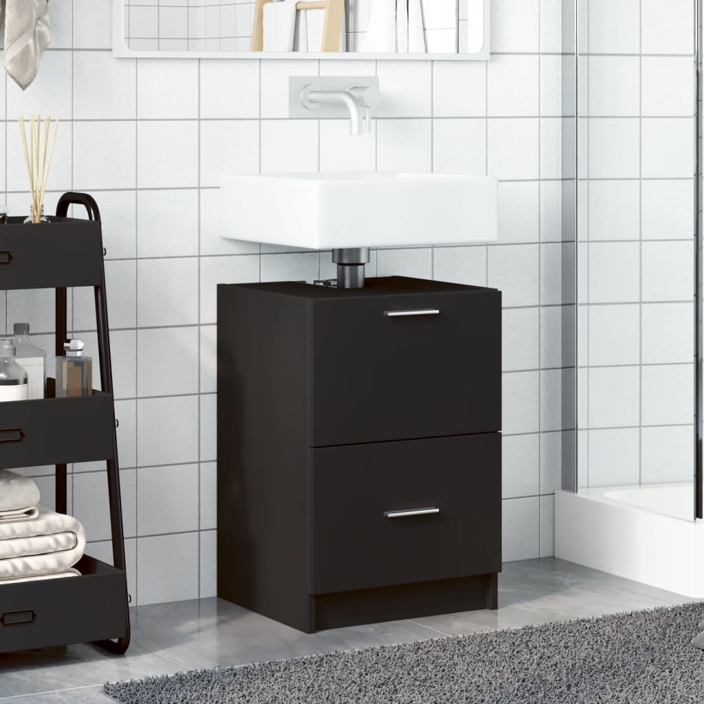 Sink Cabinet Black 40x37x59 cm Engineered Wood