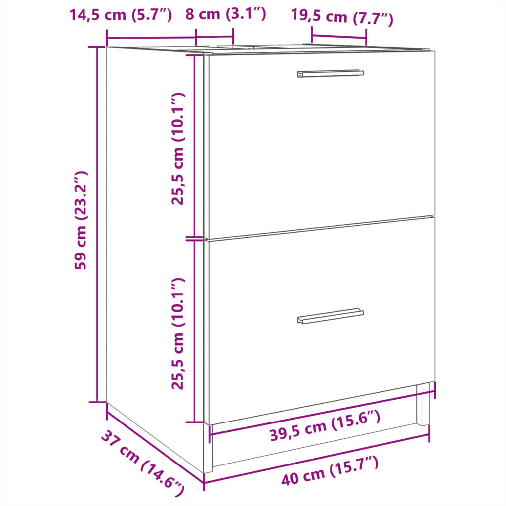 Sink Cabinet Black 40x37x59 cm Engineered Wood