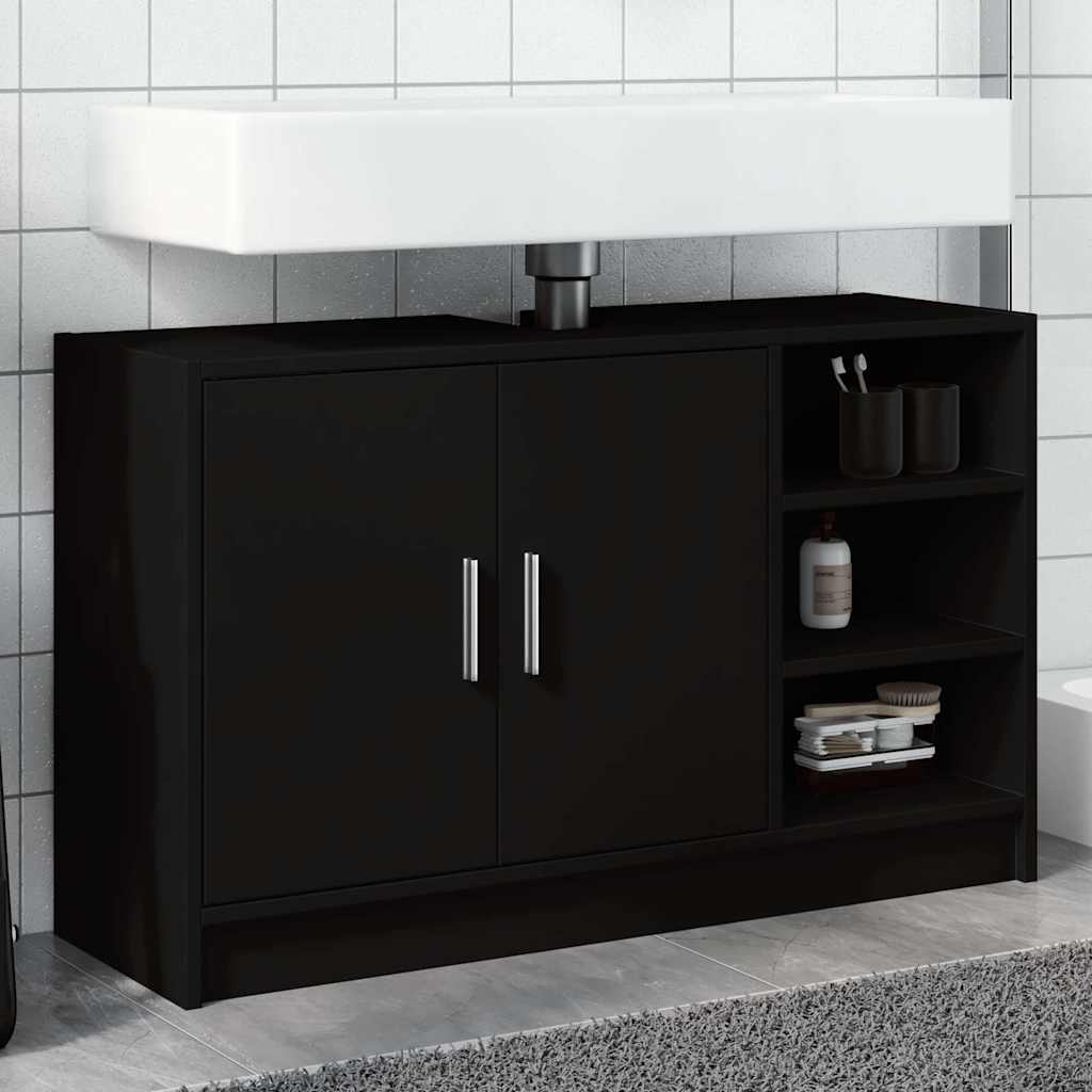 Sink Cabinet Black 90x29x55 cm Engineered Wood
