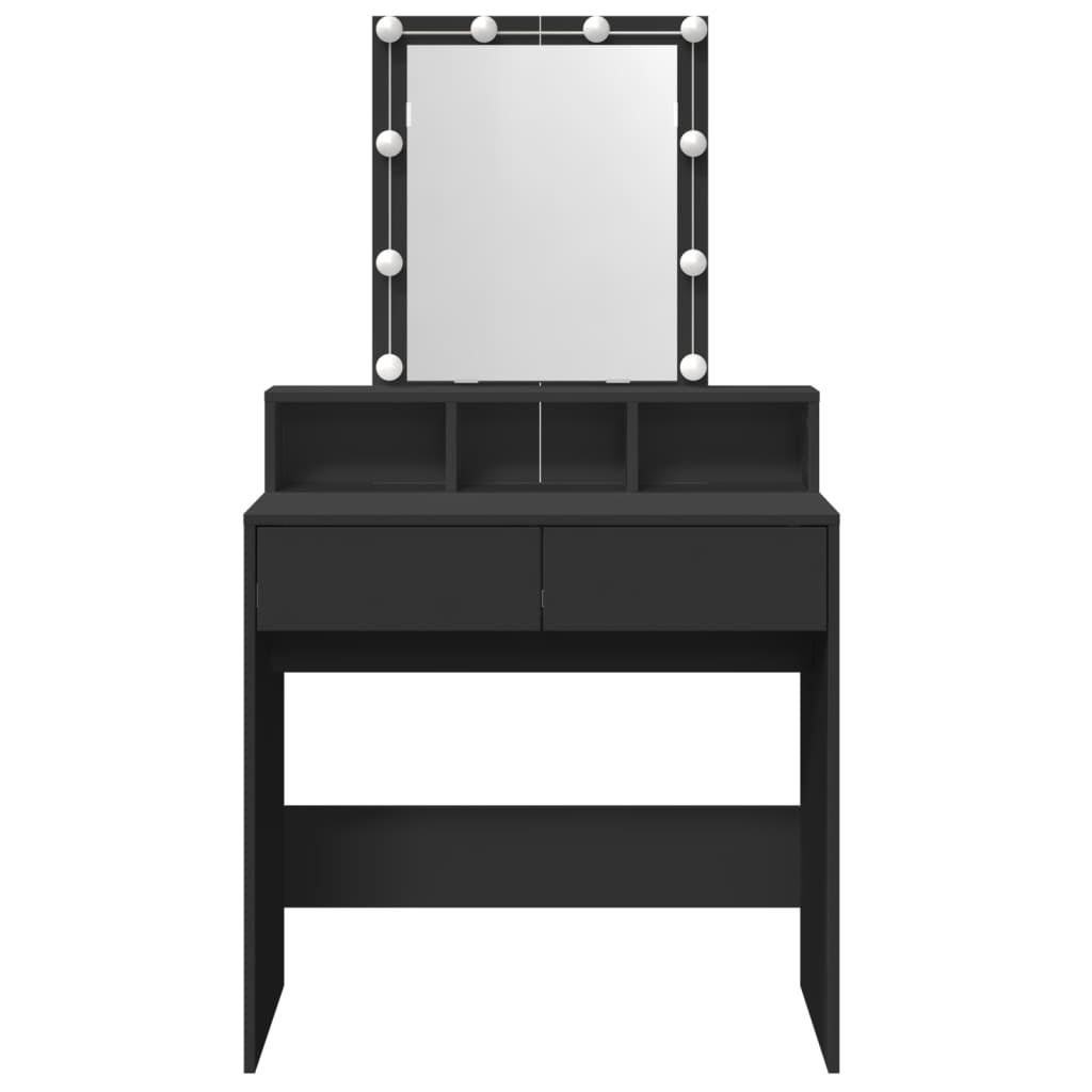 Dressing Table with LED Black 80x41x144.5 cm