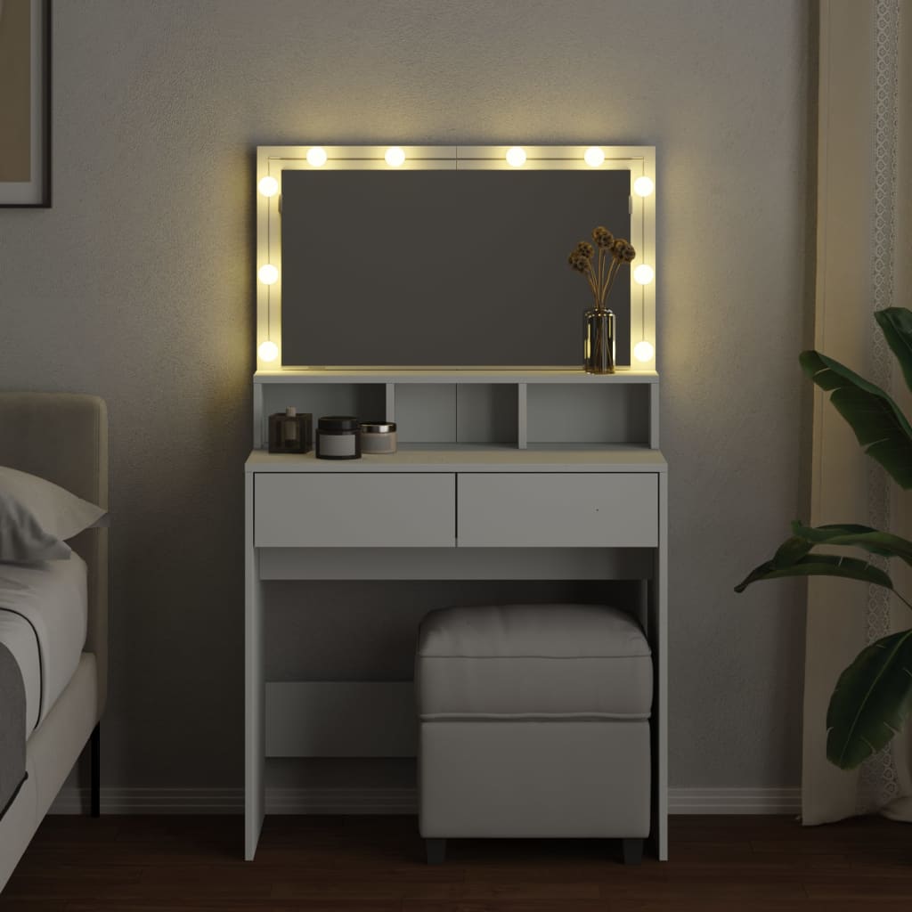 Dressing Table with LED White 80x41x134.5 cm
