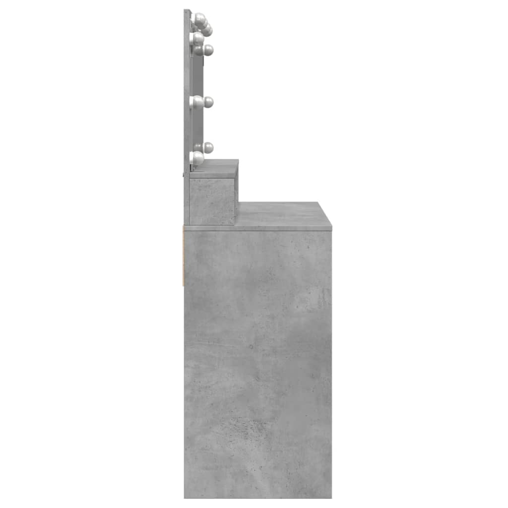 Dressing Table with LED Concrete Grey 80x41x134.5 cm
