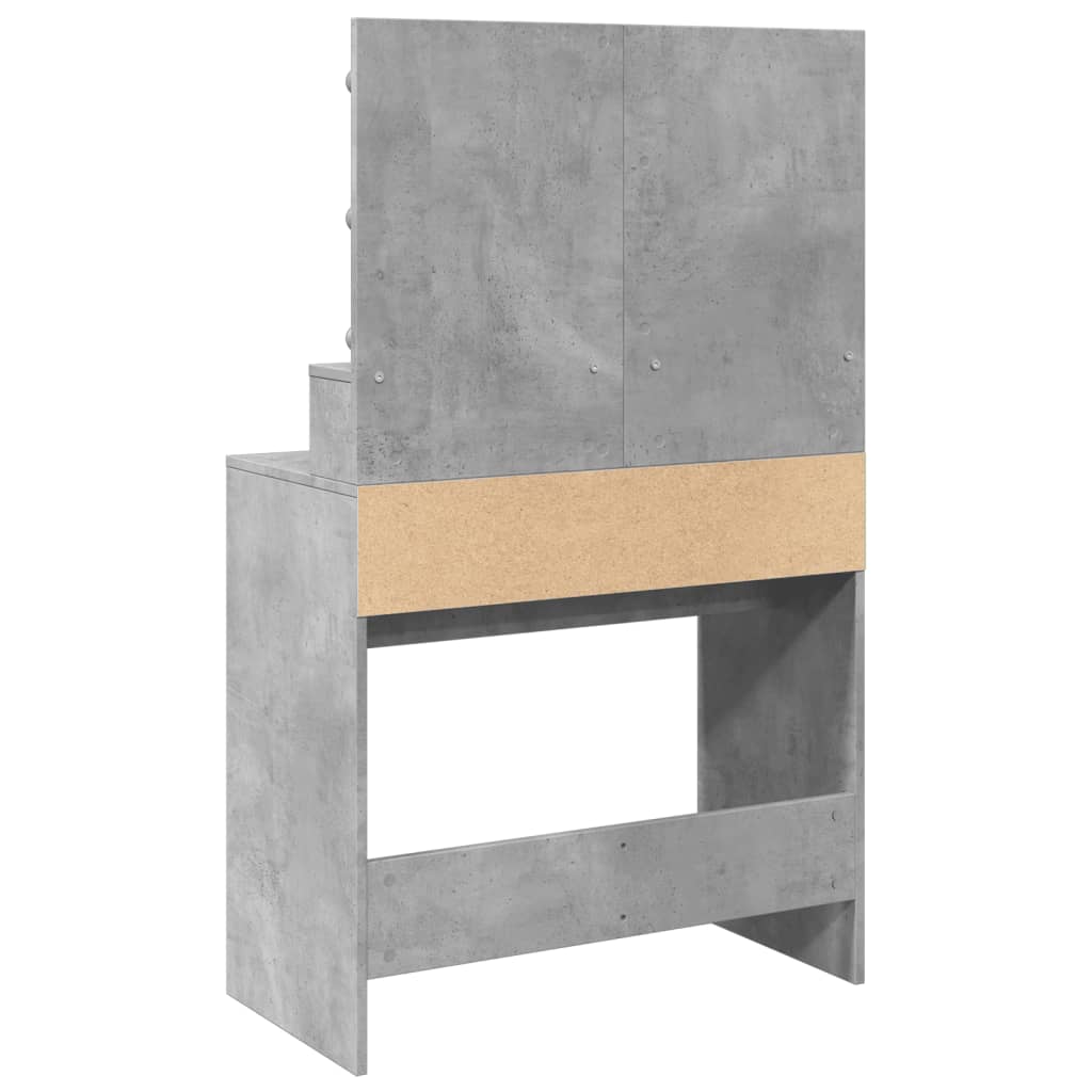 Dressing Table with LED Concrete Grey 80x41x134.5 cm