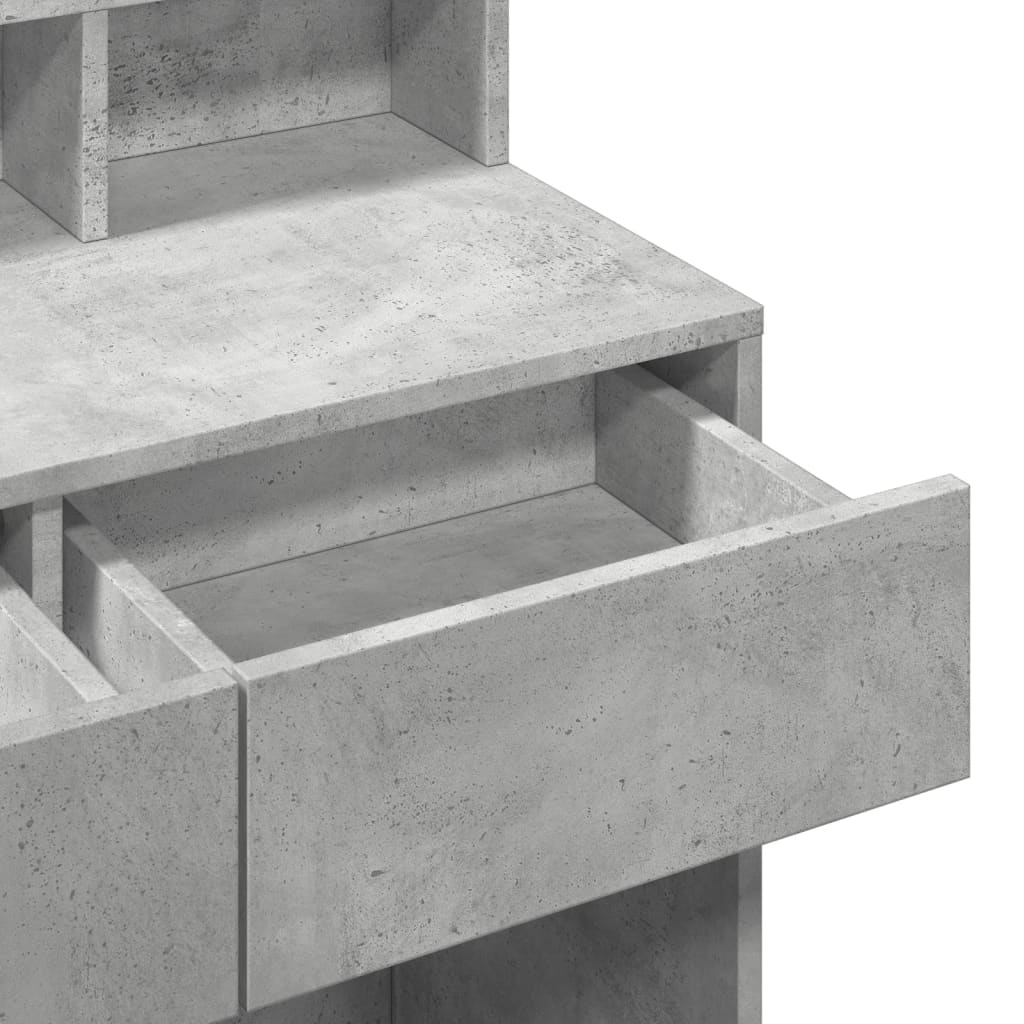 Dressing Table with LED Concrete Grey 80x41x134.5 cm