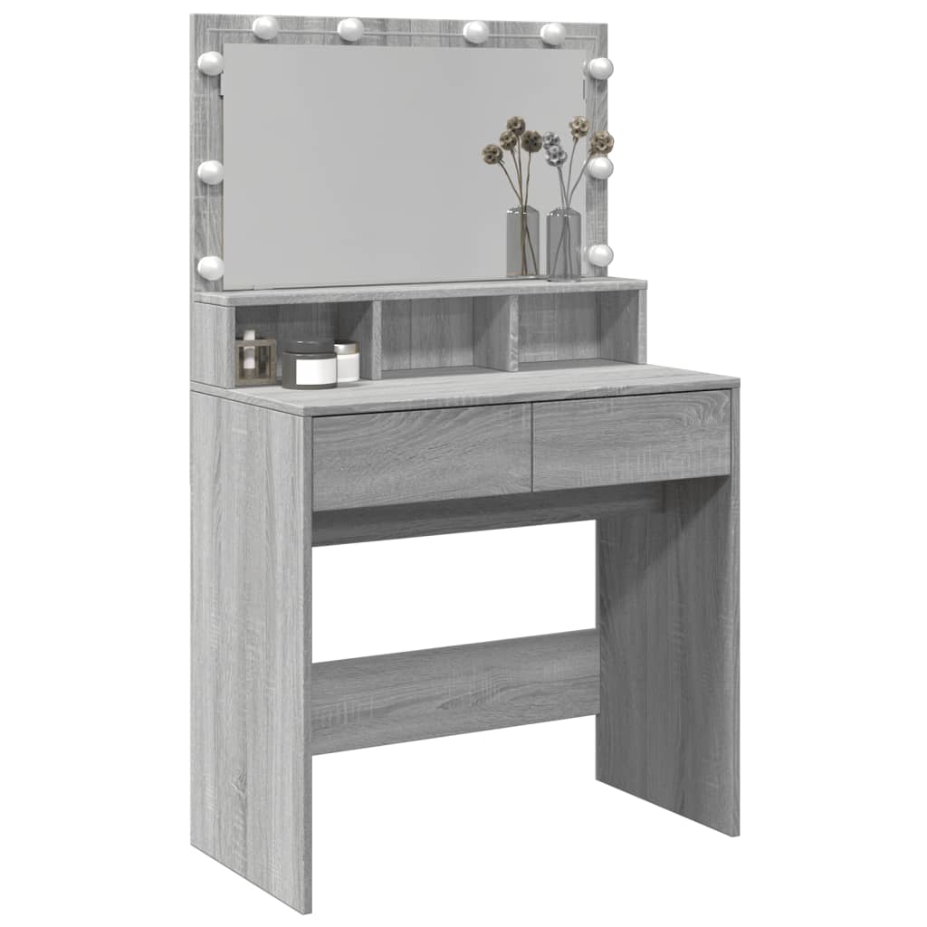 Dressing Table with LED Grey Sonoma 80x41x134.5 cm