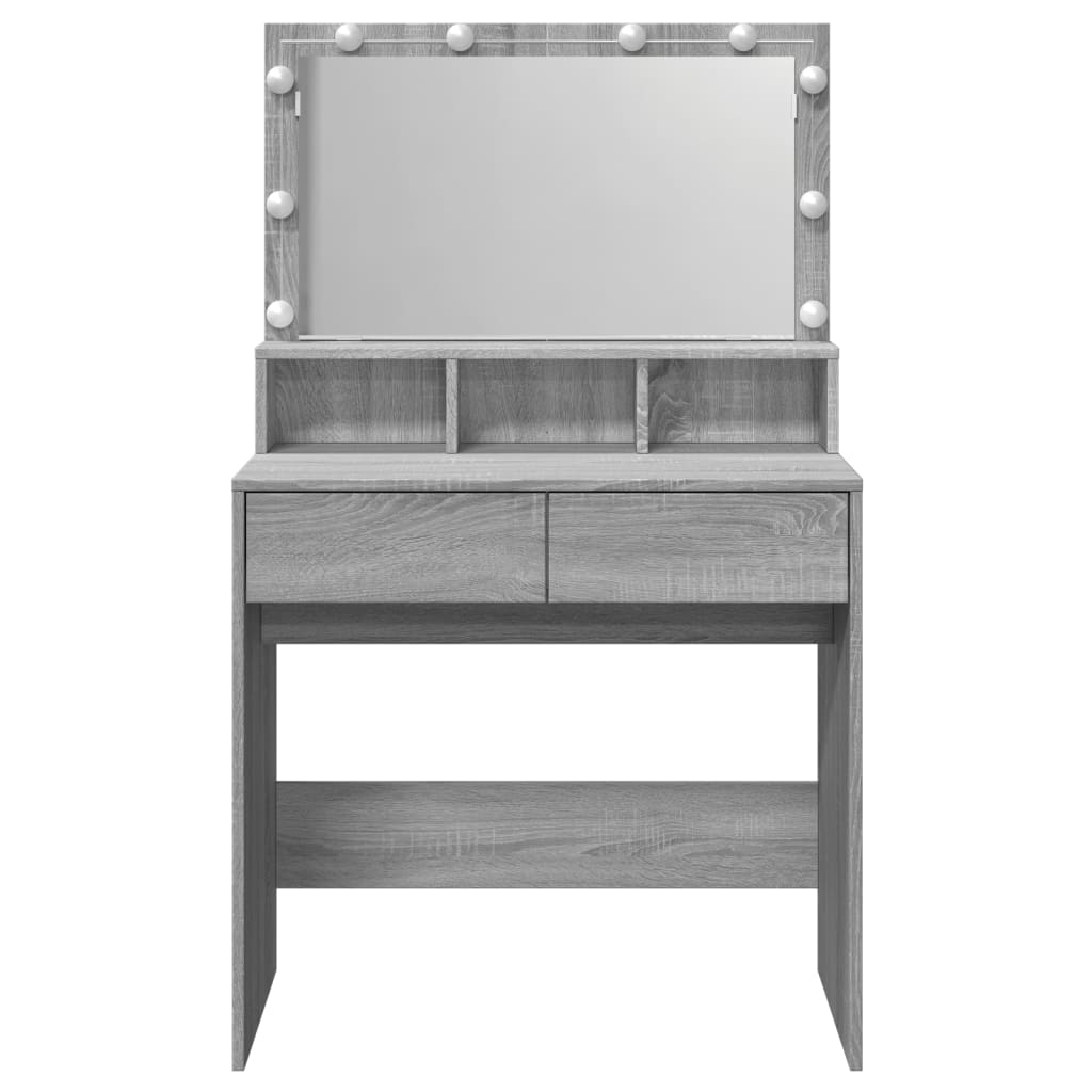 Dressing Table with LED Grey Sonoma 80x41x134.5 cm