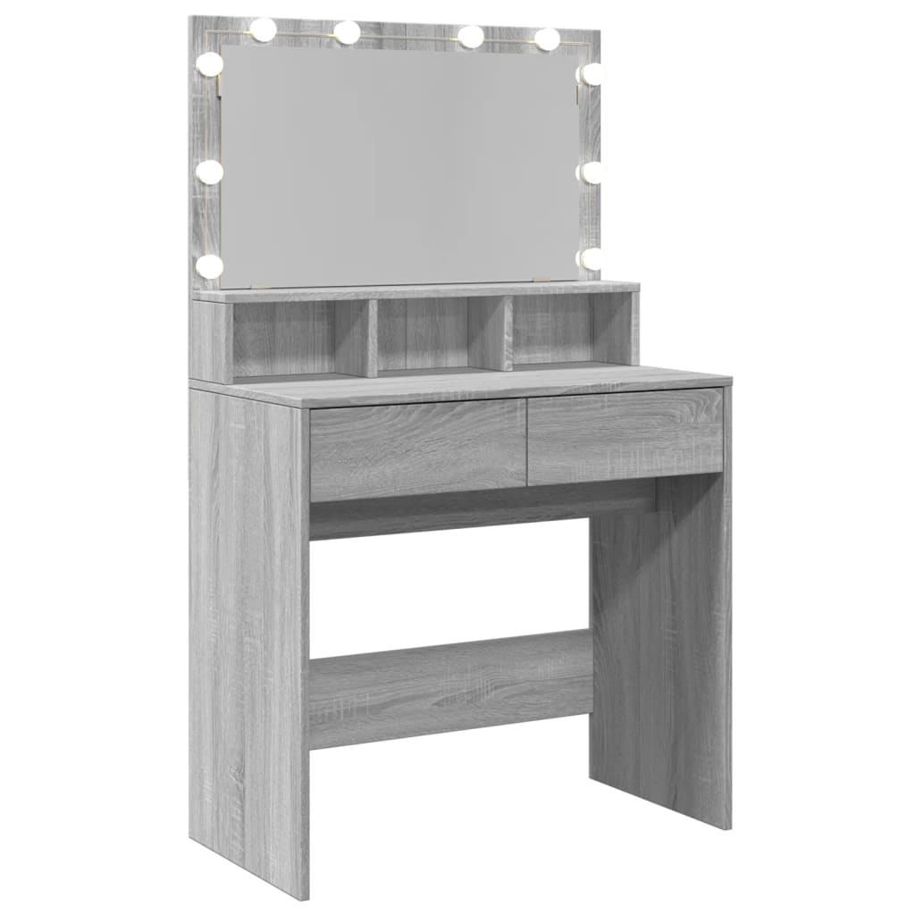 Dressing Table with LED Grey Sonoma 80x41x134.5 cm