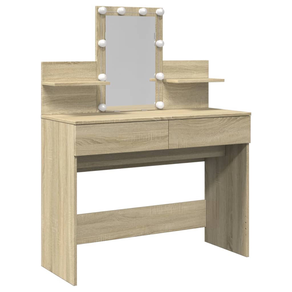 Dressing Table with LED Sonoma Oak 100x40x130 cm