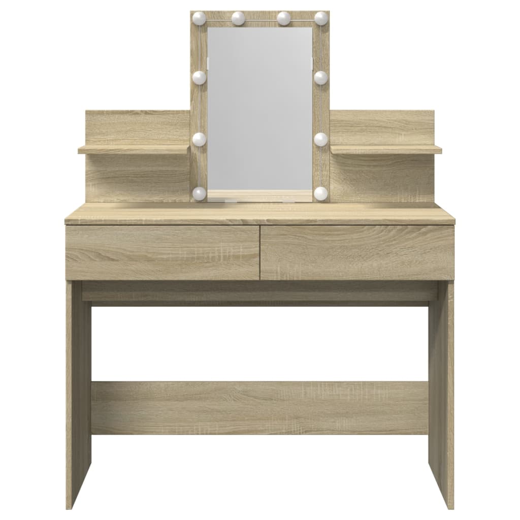 Dressing Table with LED Sonoma Oak 100x40x130 cm