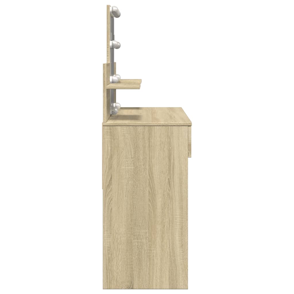 Dressing Table with LED Sonoma Oak 100x40x130 cm