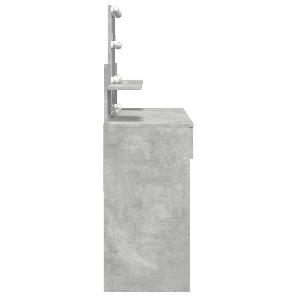 Dressing Table with LED Concrete Grey 100x40x130 cm