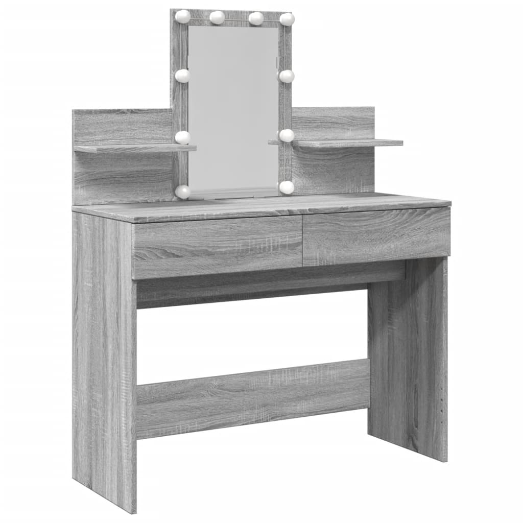 Dressing Table with LED Grey Sonoma 100x40x130 cm
