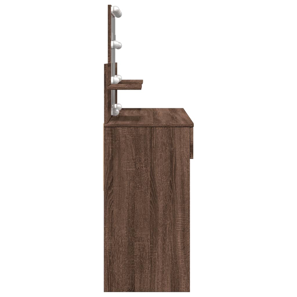 Dressing Table with LED Brown Oak 100x40x130 cm
