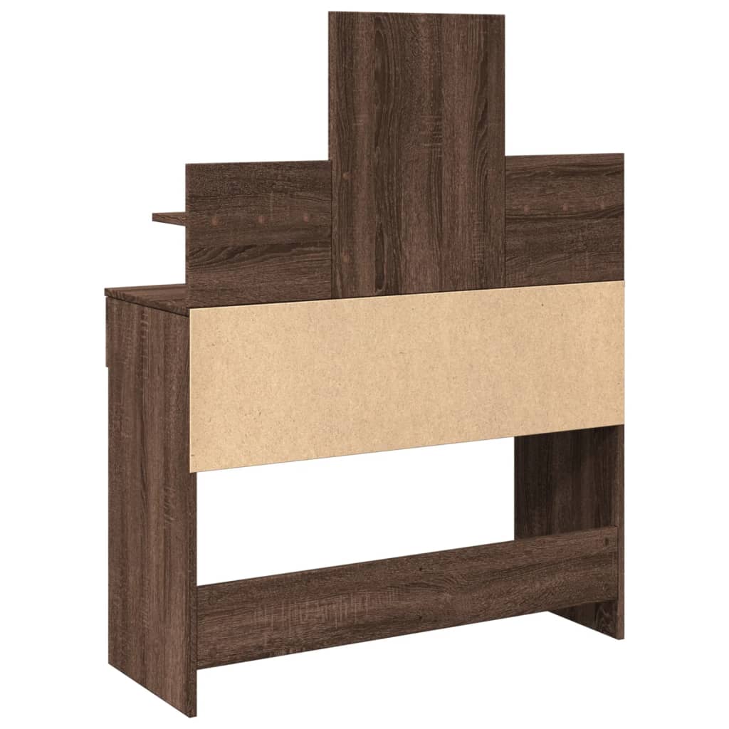 Dressing Table with LED Brown Oak 100x40x130 cm
