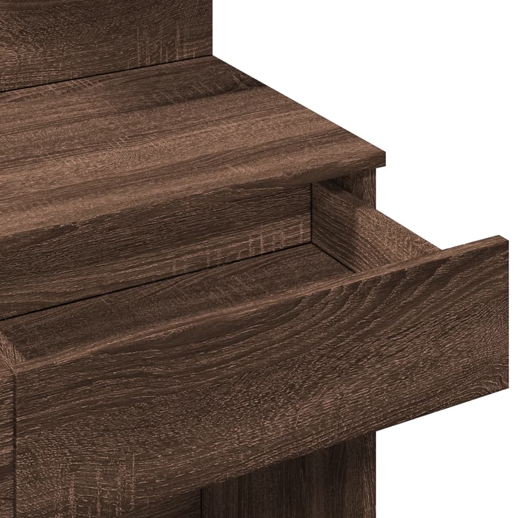 Dressing Table with LED Brown Oak 100x40x130 cm