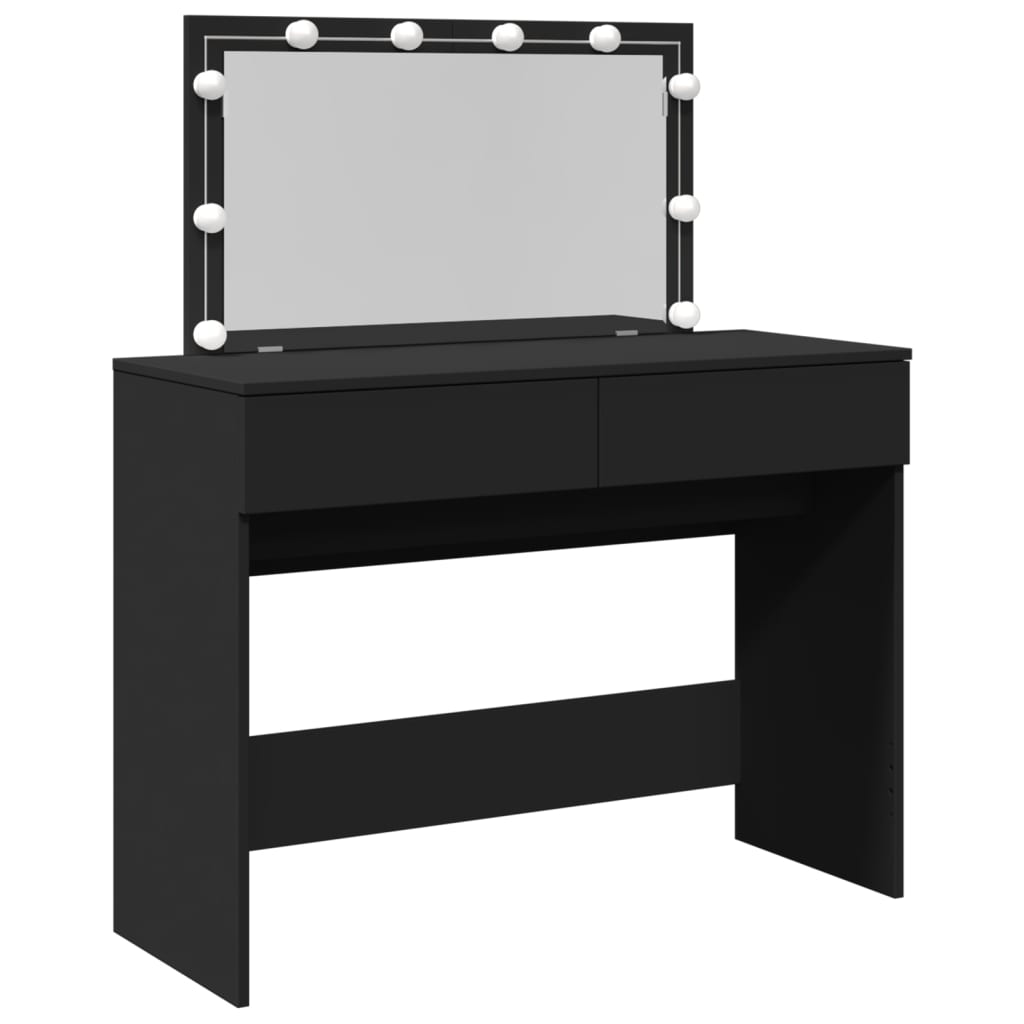 Dressing Table with LED Black 100x40x120 cm