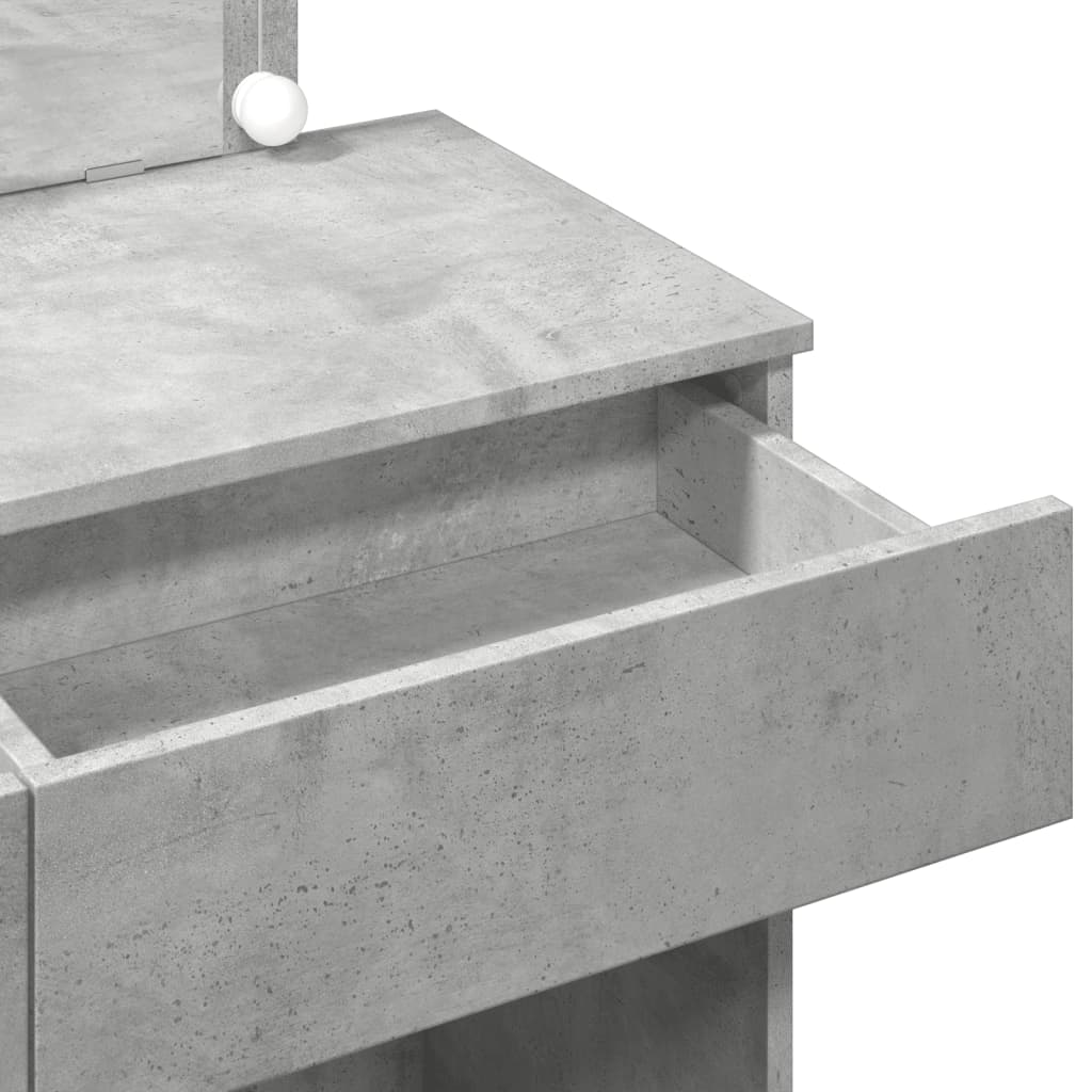 Dressing Table with LED Concrete Grey 100x40x120 cm