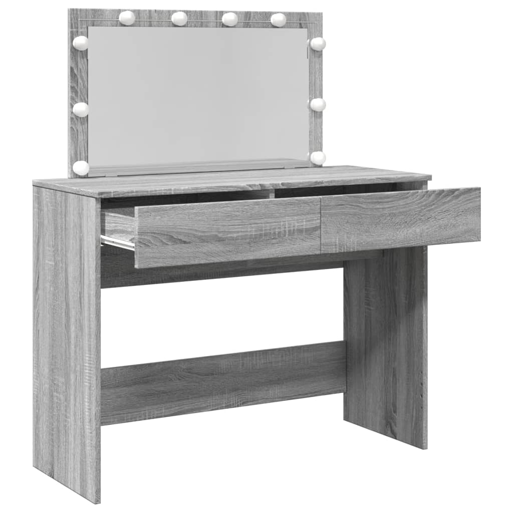 Dressing Table with LED Grey Sonoma 100x40x120 cm