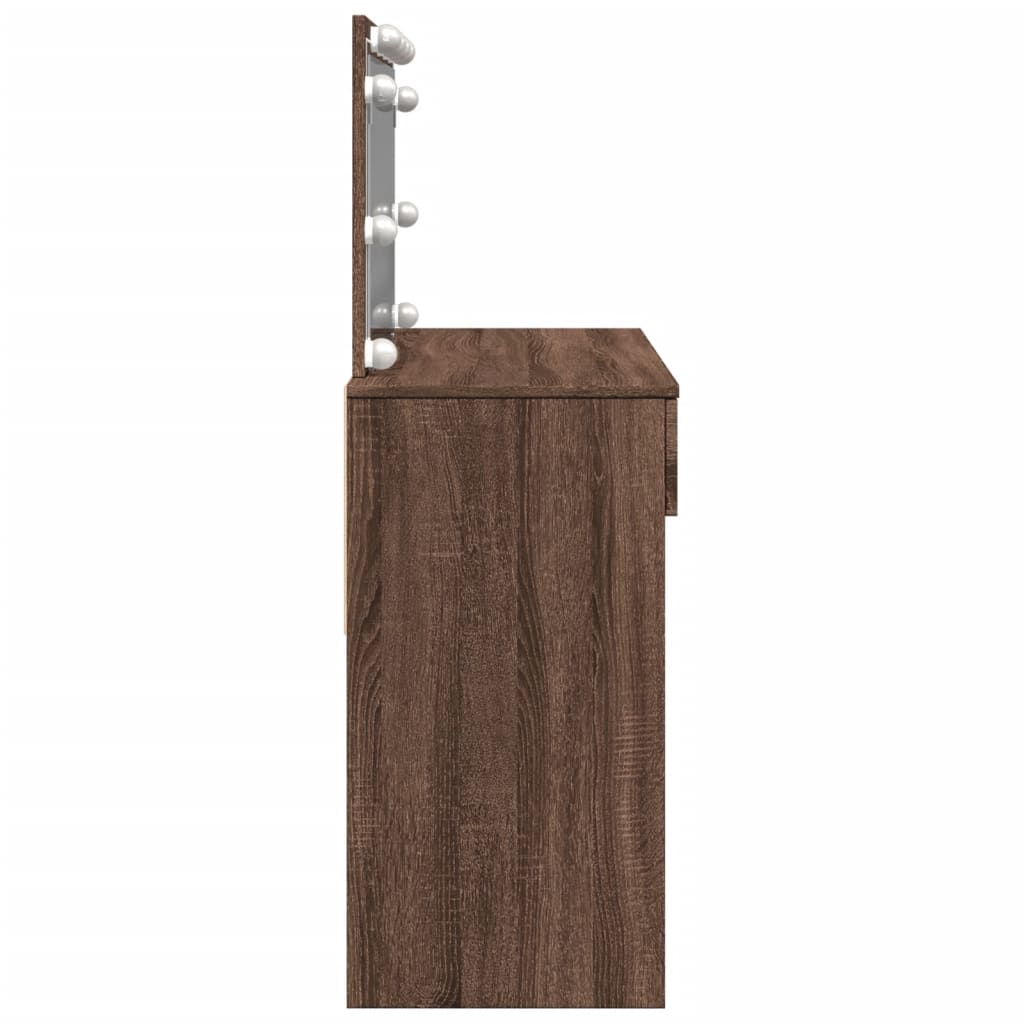 Dressing Table with LED Brown Oak 100x40x120 cm