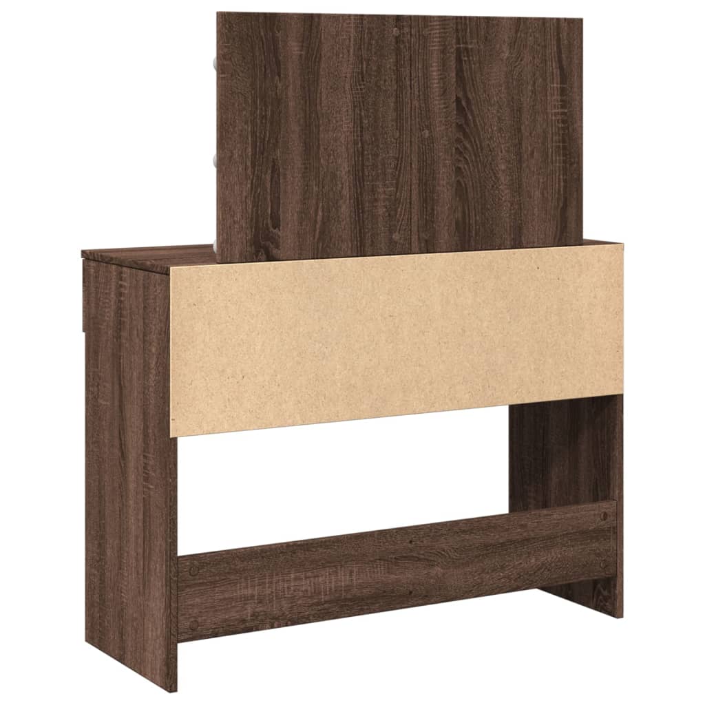 Dressing Table with LED Brown Oak 100x40x120 cm