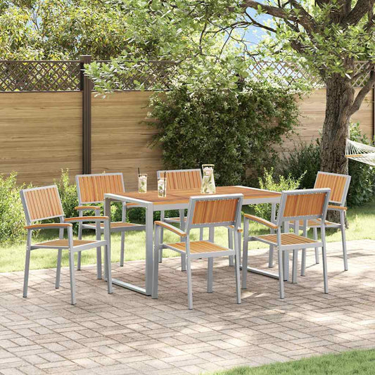Garden Dining Set 7 pcs Grey and brown 140 x 80 x 75 cm