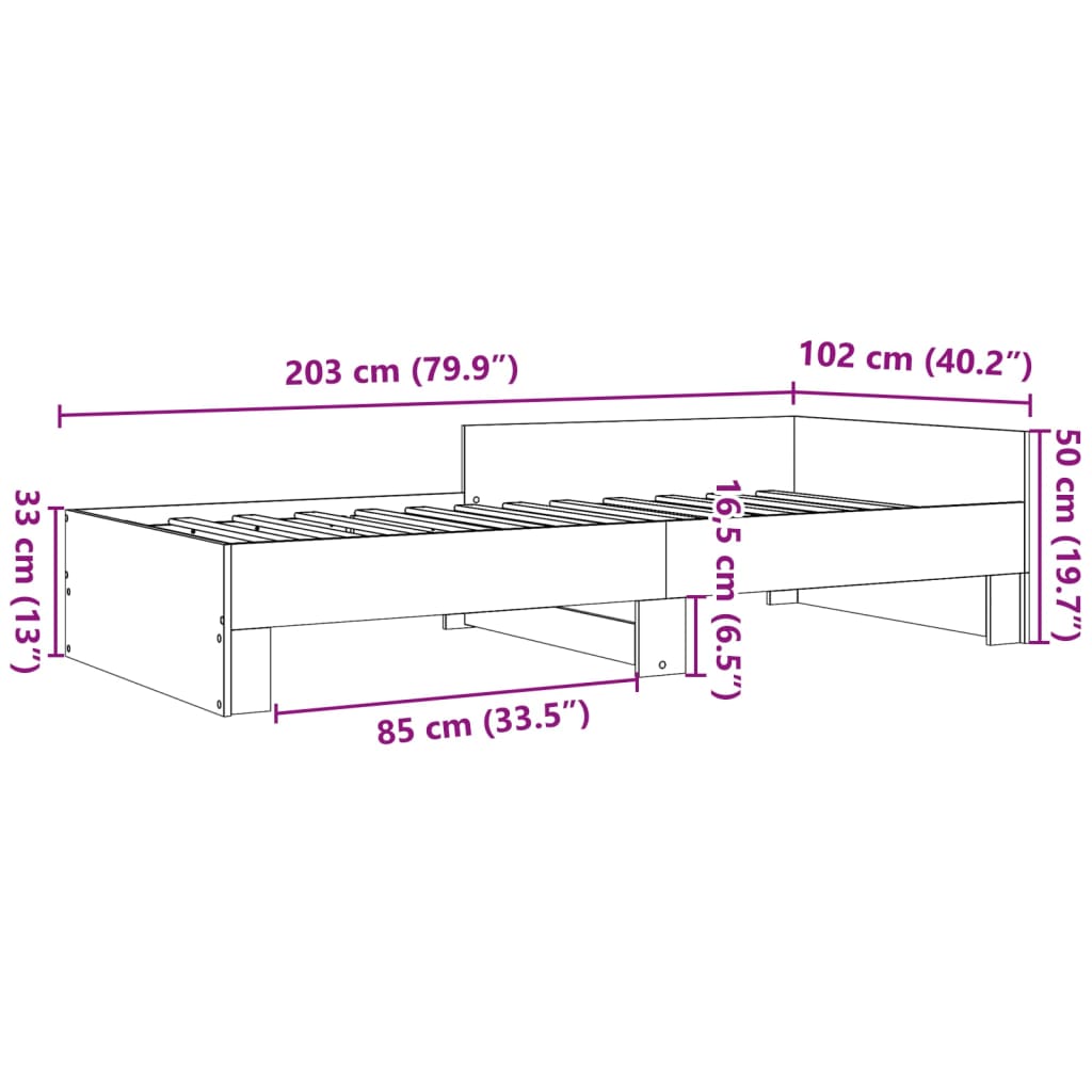 Bed Frame without Mattress Smoked Oak 100x200 cm Engineered Wood