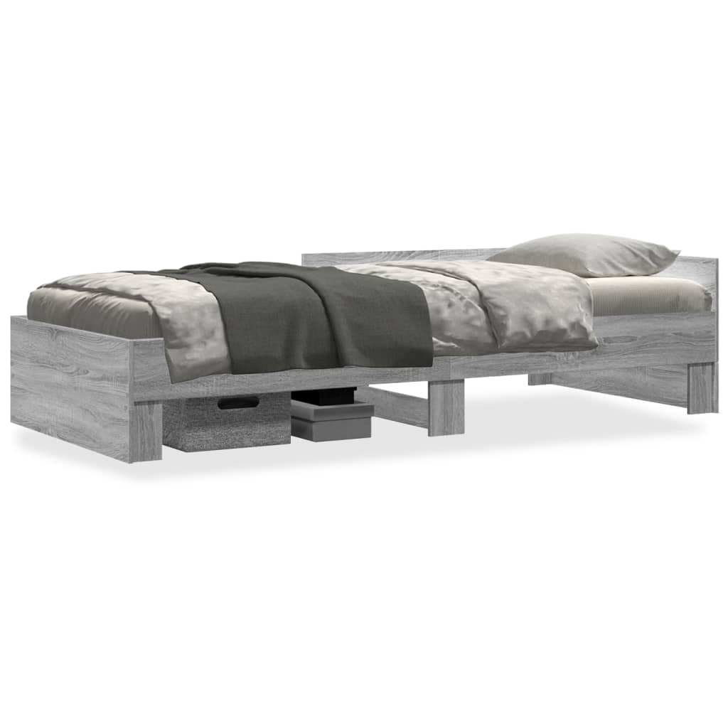 Bed Frame without Mattress Grey Sonoma 100x200 cm Engineered Wood