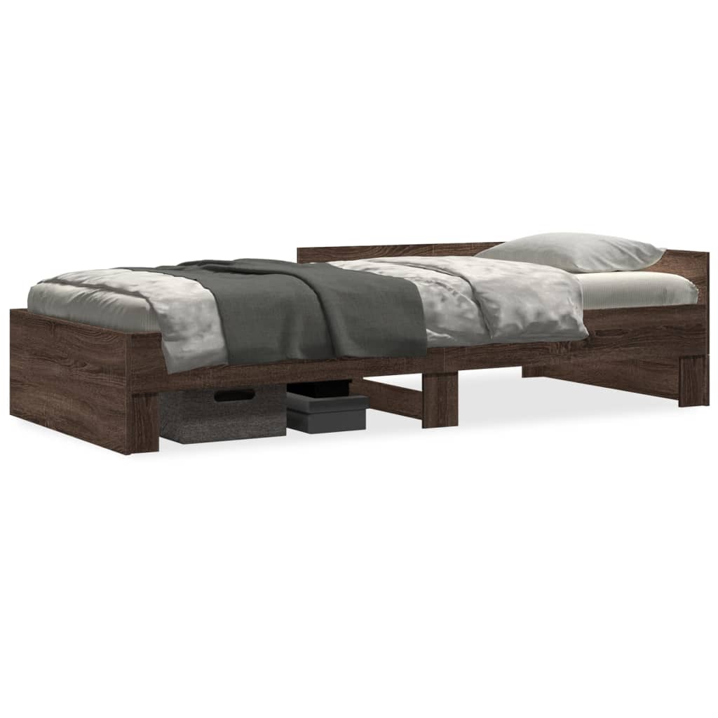 Bed Frame without Mattress Brown Oak 100x200 cm Engineered Wood