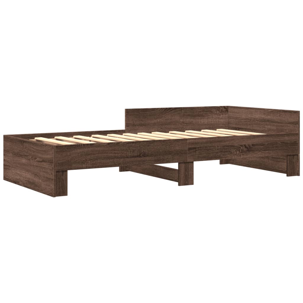 Bed Frame without Mattress Brown Oak 100x200 cm Engineered Wood