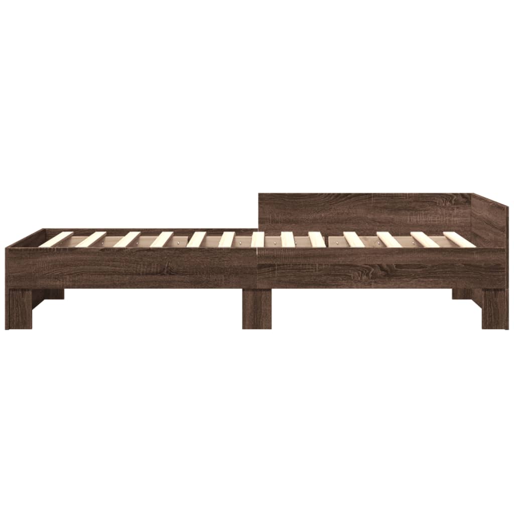 Bed Frame without Mattress Brown Oak 100x200 cm Engineered Wood
