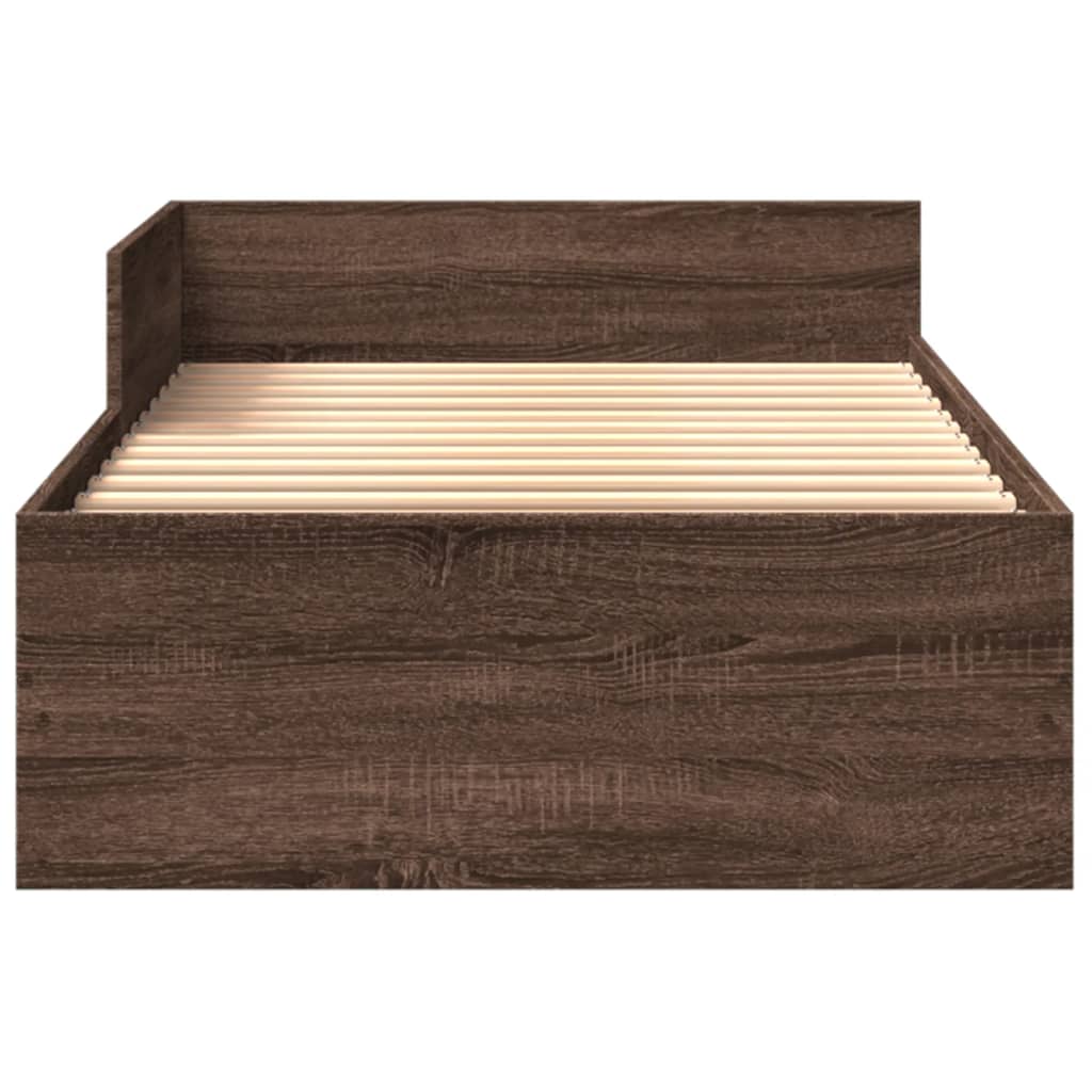 Bed Frame without Mattress Brown Oak 100x200 cm Engineered Wood