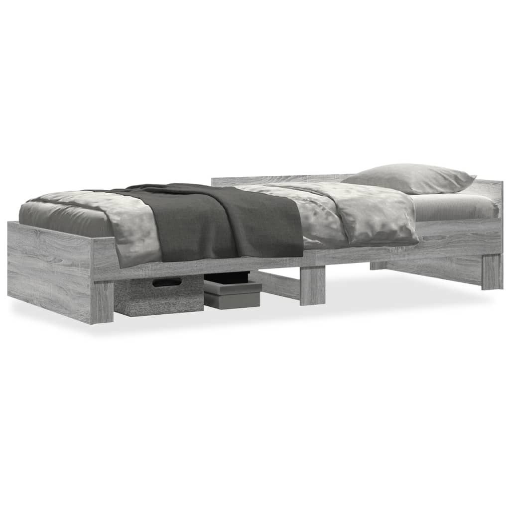 Bed Frame without Mattress Grey Sonoma 90x190 cm Single Engineered Wood