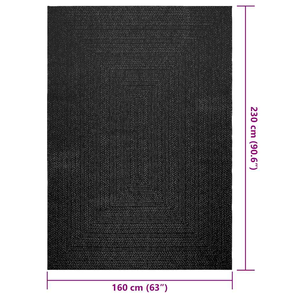 Rug ZIZUR Anthracite 160x230 cm Jute Look Indoor and Outdoor