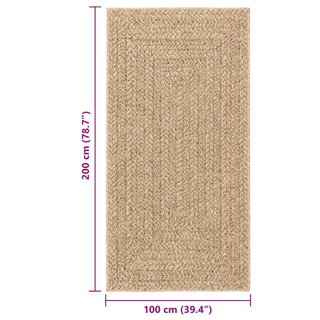 Rug ZIZUR Beige 80x250 cm Jute Look Indoor and Outdoor