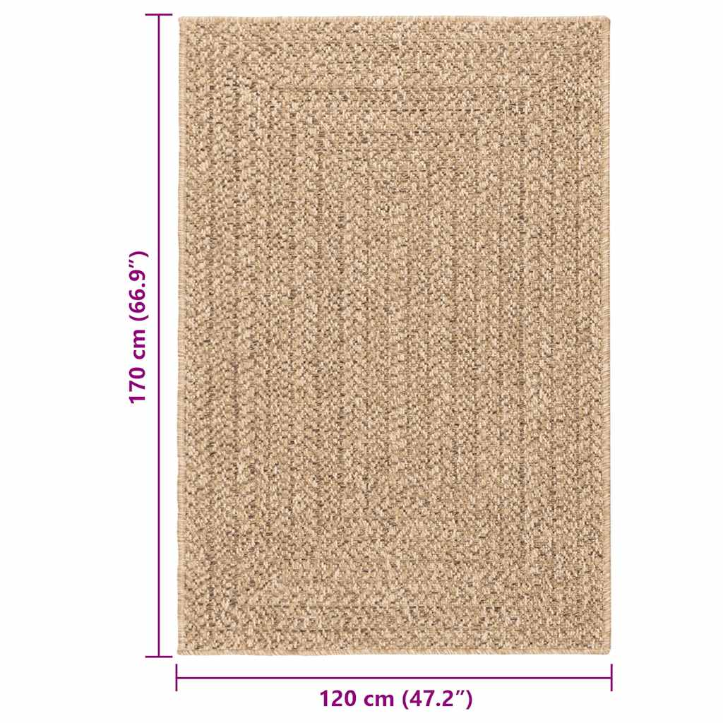 Rug ZIZUR Beige 100x200 cm Jute Look Indoor and Outdoor